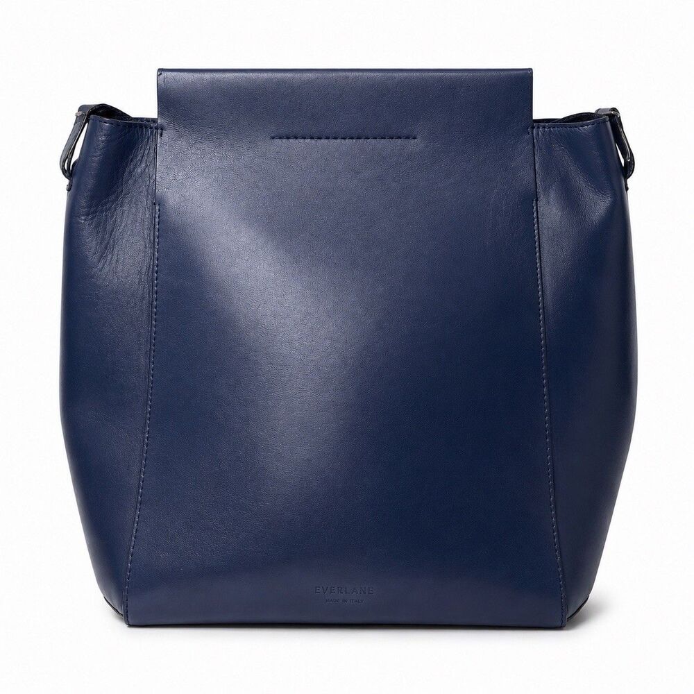 Everlane The Form Leather Tote Bag Navy Blue Shoulder Crossbody Made In Italy